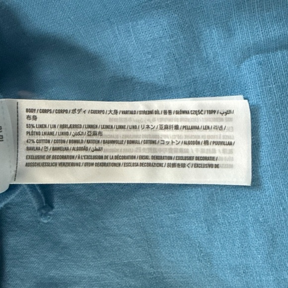 Abercrombie & Fitch Blue Linen Wide Leg High Rise Drawstring Linen Pants Small - Picture 6 of 9